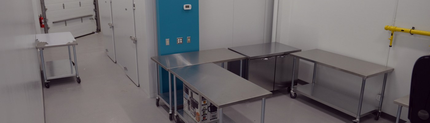 Prep Kitchen B stainless steel tables