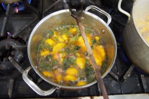Peach and Poblano Chutney ready for reducing.