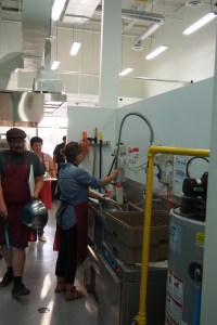 Students cleaning the equipment.
