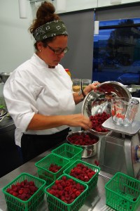 Weighing out the portions.