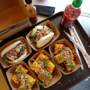 a tray filled with servings from Gong Fu Bao Cart