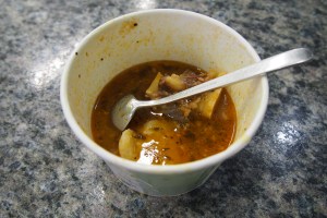 David was given a sample of Creole Beef Stew. So yummy!!
